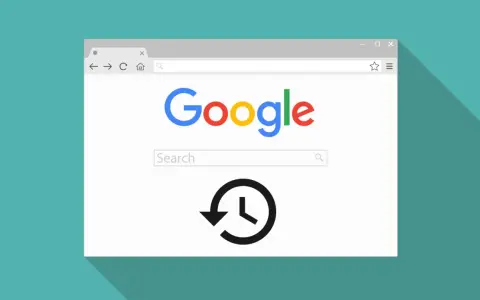Ikona historii przeglądarki na tle strony Google.