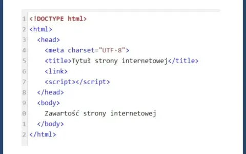 Kod HTML w Notepad++: jak zrobić stronę internetową. Widoczny fragment kodu zawiera podstawowe znaczniki HTML, takie jak `<html>`, `<head>`, `<body>` i `<title>`.