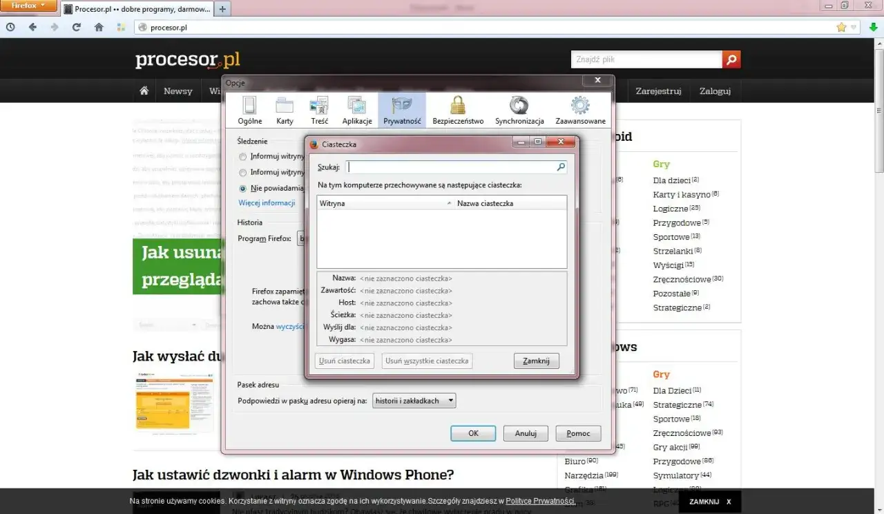 historia przeglądania firefox