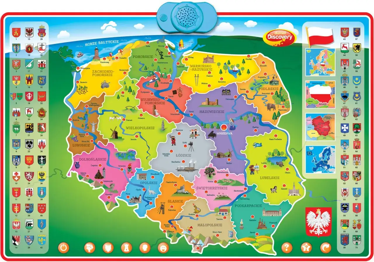 Mapa Polski z zaznaczonymi regionami domen internetowych