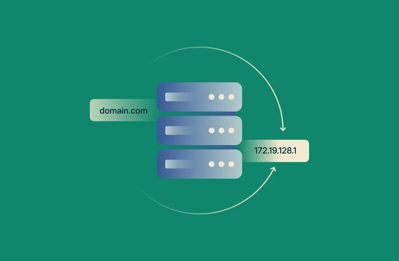 Domena, hosting, DNS grafika przedstawiająca powiązania