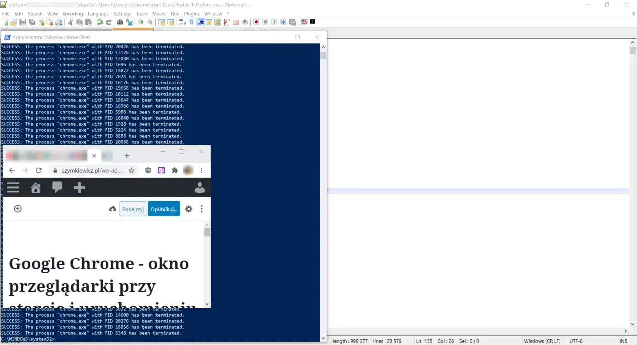 Okno przeglądarki Windows małe i duże