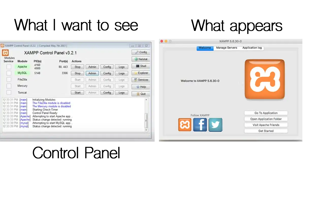 XAMPP control panel