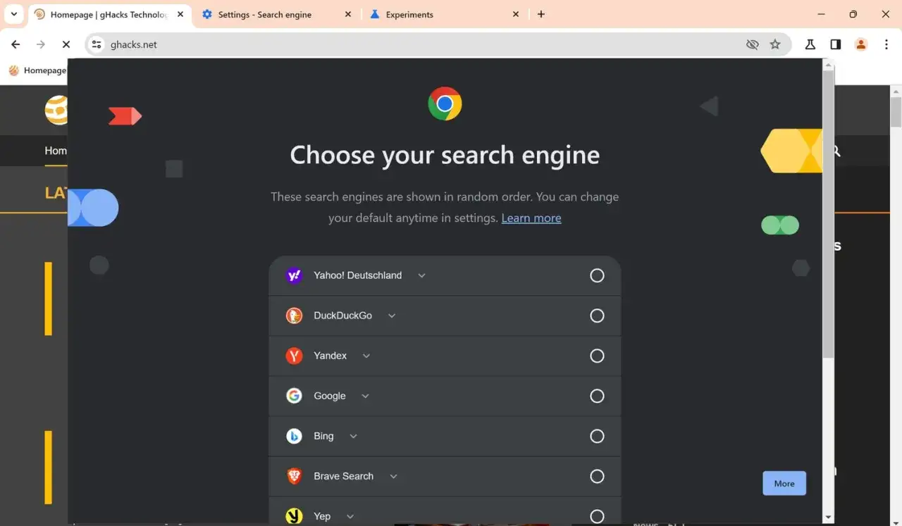 Ustawienia domyślnej wyszukiwarki Google