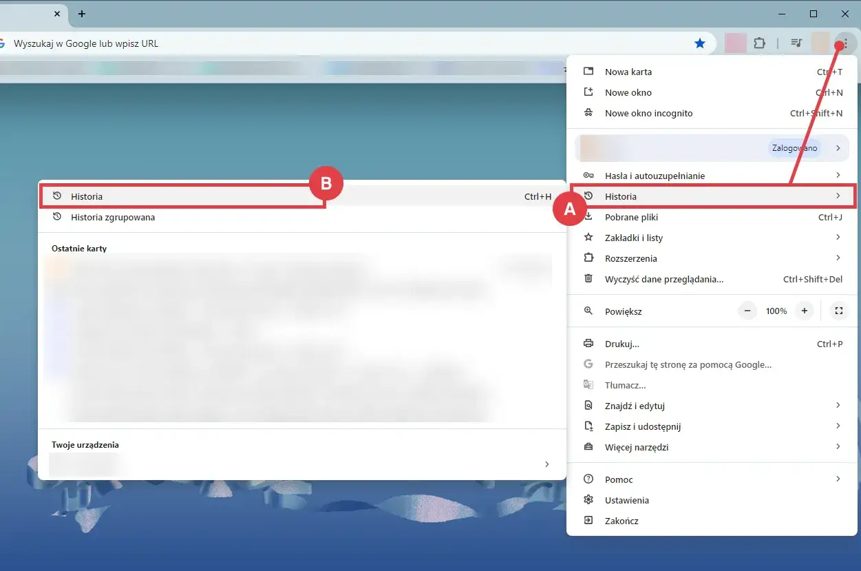 Czyszczenie pamięci podręcznej Chrome