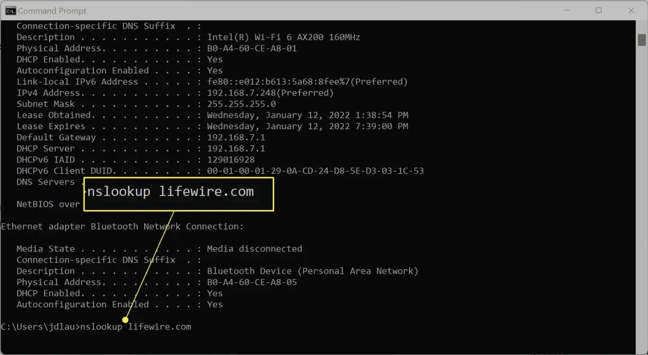 Sprawdzanie DNS Windows ipconfig