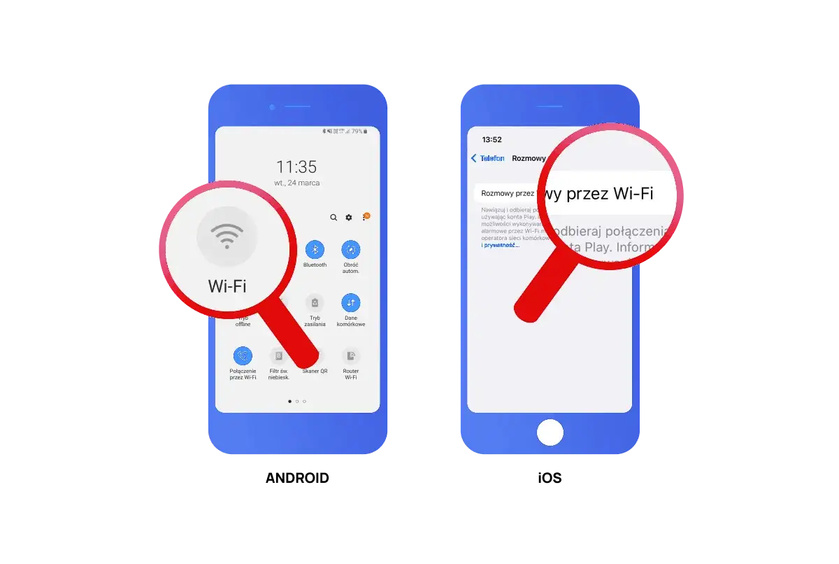 ikona wifi calling na pasku stanu telefonu